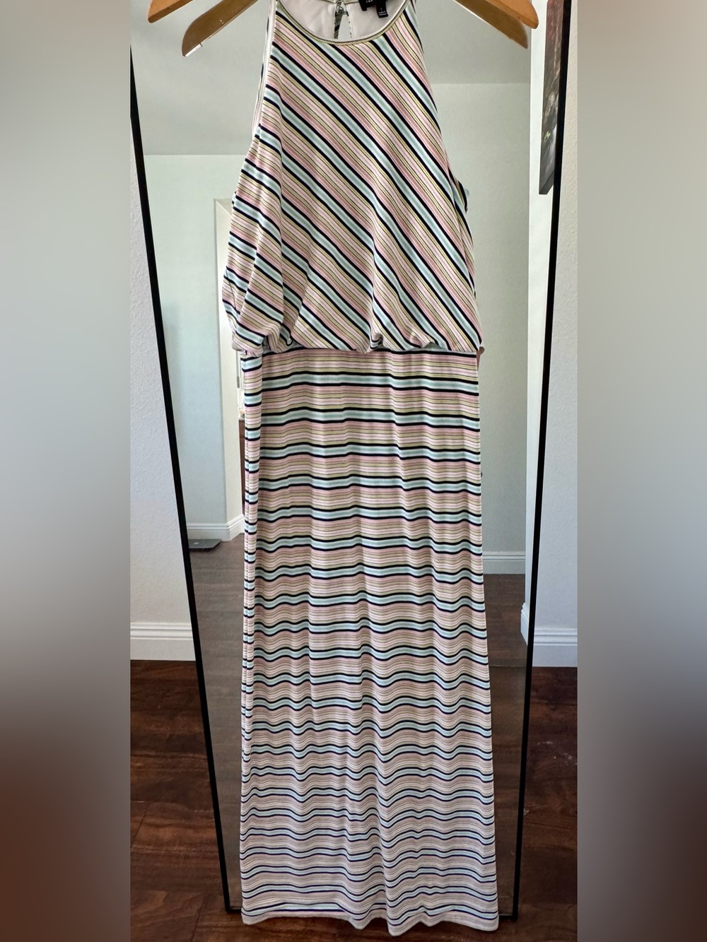 The Limited Pastel Striped Halter Maxi Dress